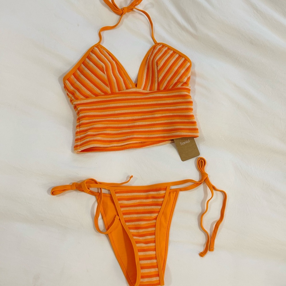 Striped Orange Tankini Set